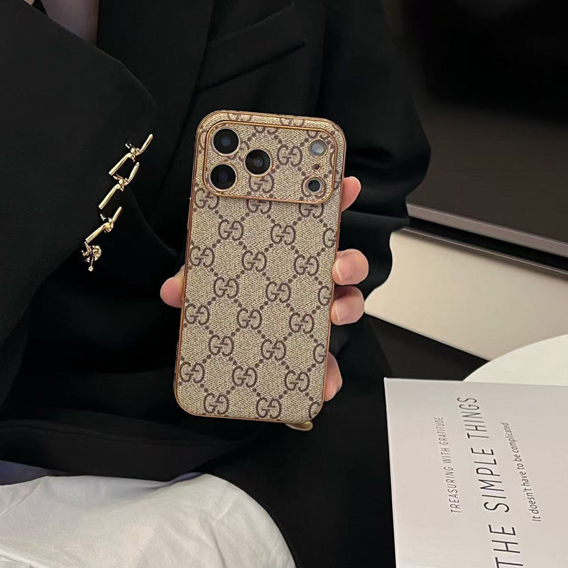 Luxury Designer Monogram Leather iPhone Case