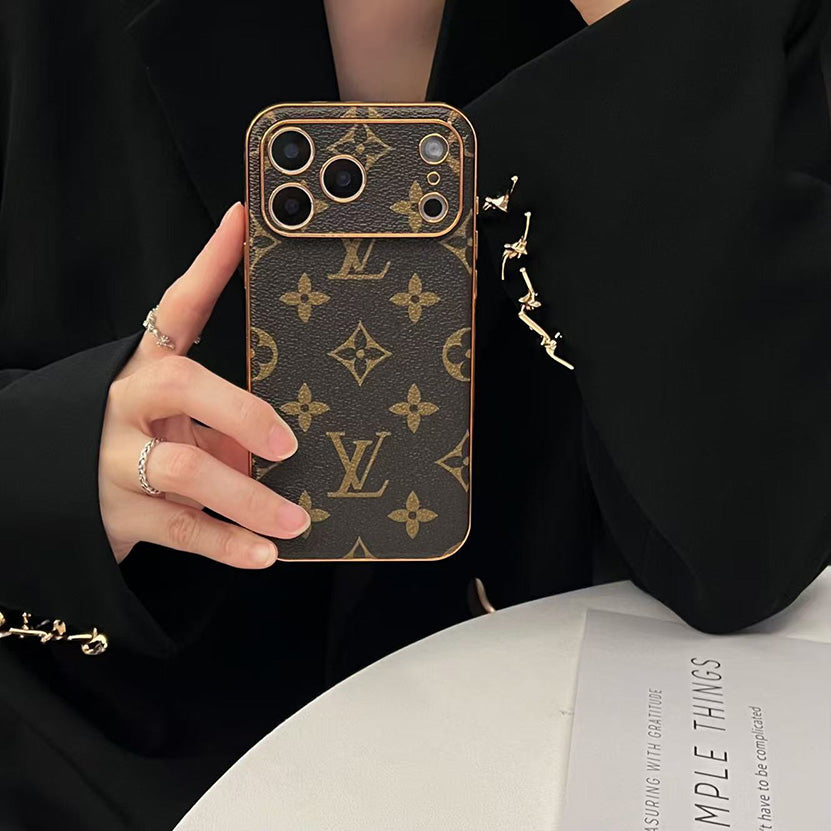 Luxury Designer Monogram Leather iPhone Case