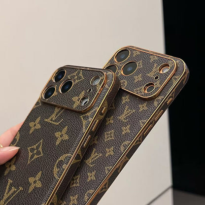 Luxury Designer Monogram Leather iPhone Case