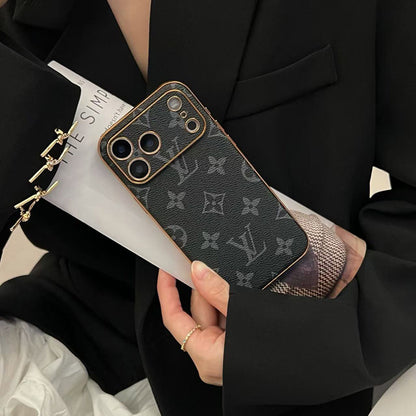 Luxury Designer Monogram Leather iPhone Case