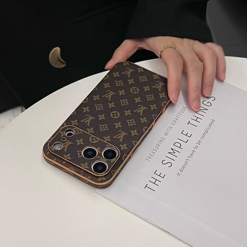Luxury Designer Monogram Leather iPhone Case
