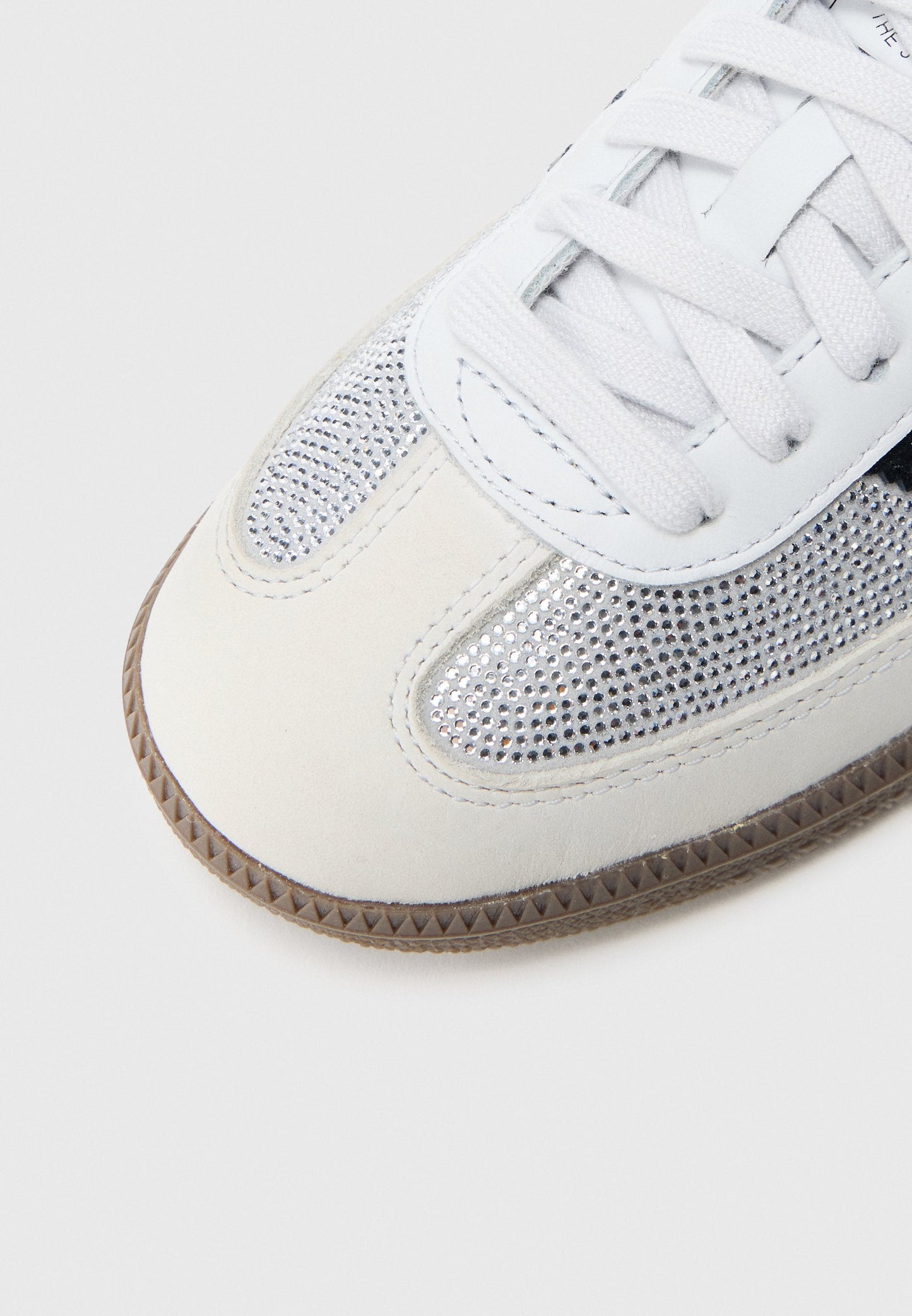 Samba OG W Rhinestone — Crystal white shine with silver rhinestone details.