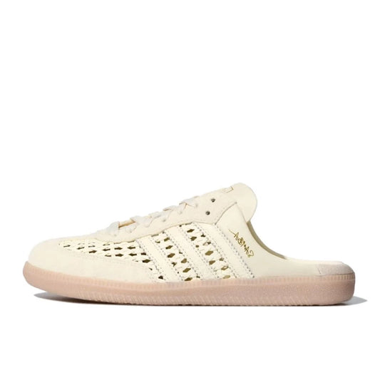 Samba Mule Woven Basketweave Cream White