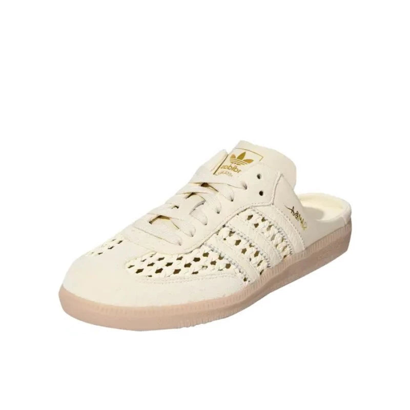 Samba Mule Woven Basketweave Cream White